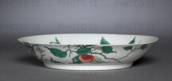 Dish with Bird on Peach Branch, 1662-1722. Creator: Unknown.