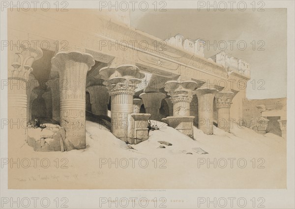 Egypt and Nubia Volume I: Portico of the Temple Edfou, Upper Egypt, 1846. Creator: Louis Haghe (British, 1806-1885); F.G.Moon, 20 Threadneedle Street, London.