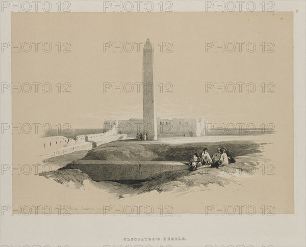 Egypt and Nubia, Volume I: Obelisk at Alexandria, Commonly called Cleopatra's Needle, 1846. Creator: Louis Haghe (British, 1806-1885); F.G.Moon, 20 Threadneedle Street, London.