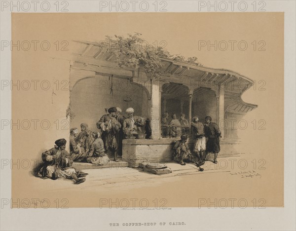 Egypt and Nubia, Volume III: The Coffee Shop, 1849. Creator: Louis Haghe (British, 1806-1885); F.G.Moon, 20 Threadneedle Street, London.