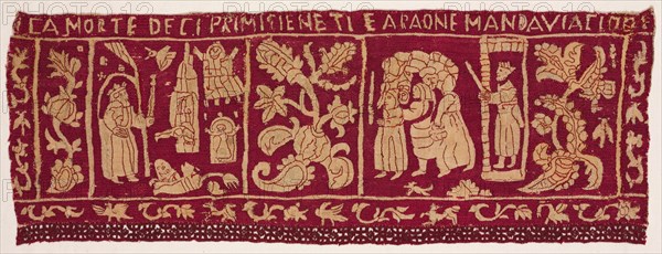 Embroidered Border: The Death of the First Born and the Israelites Sent Away, 1500s-1600s. Creator: Unknown.