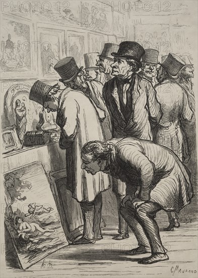 Gallery at Hotel Drouot: The Day of the Sale. Creator: Honoré Daumier (French, 1808-1879).