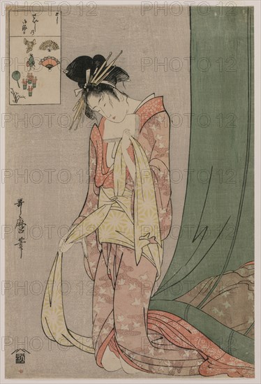 Hanaogi of Ogiya from the series Picture Puzzles, c. 1797. Creator: Kitagawa Utamaro (Japanese, 1753?-1806).