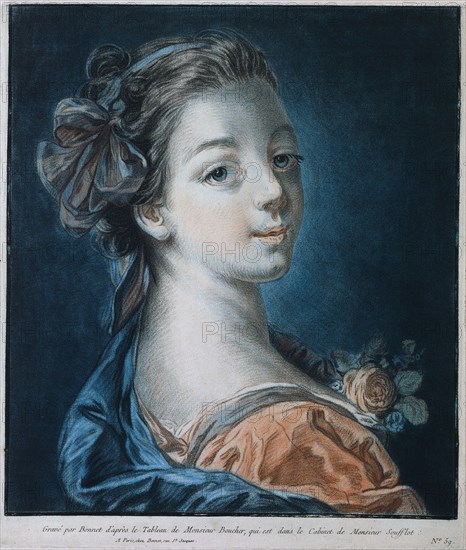 Head of a Woman (Mme. Deshayes?), c. 1771. Creator: Louis-Marin Bonnet ...