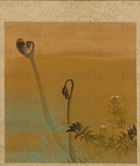 Leaf from Album of Seasonal Themes: Birds in Snow, 1847. Creator: Shibata Zeshin (Japanese, 1807-1891).