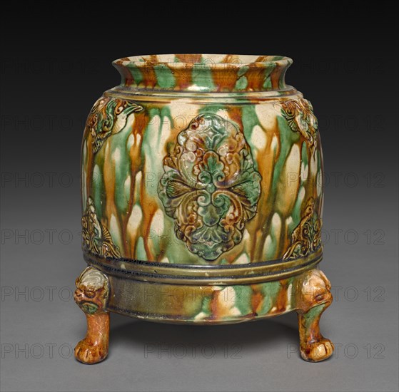 Jar with Applied Floral Decoration, 618-907. Creator: Unknown.