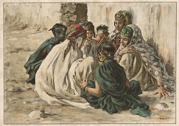 Jeux de Fillettes à Laghouat, 1899. Creator: Étienne Dinet (French, 1861-1929); Imprimerie Champenois.