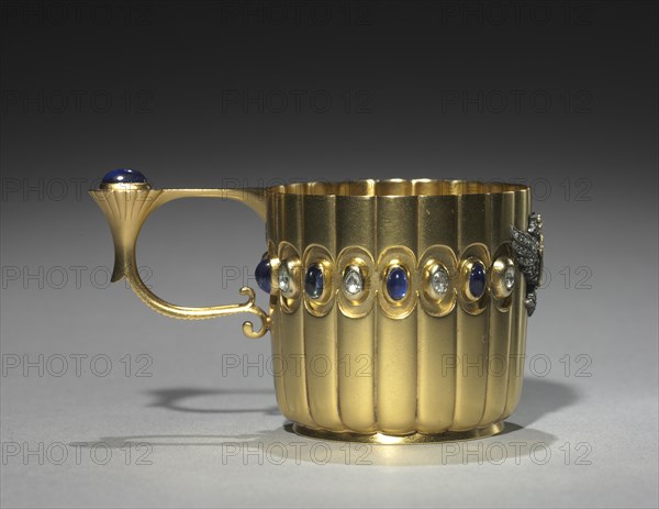 Miniature Cup (Kovsh), before 1896. Creator: House of Fabergé (Russian, 1842-1918); Mikhail Evlampievich Perkhin (Russian, 1860-1903).