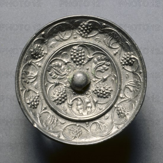 Miniature Mirror with Grape Decoration, 7th century. Creator: Unknown.