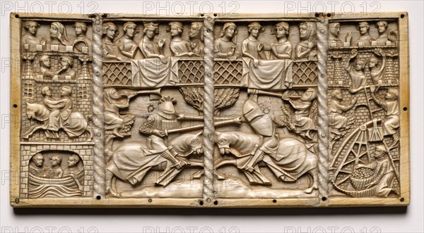 Panel from a Casket with Scenes from Courtly Romances, c. 1330-1350 or later. Creator: Unknown.