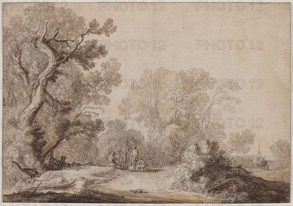 Peasants at the Edge of a Wood, c. 1630. Creator: Jacob van Mosscher (Dutch, 1655).