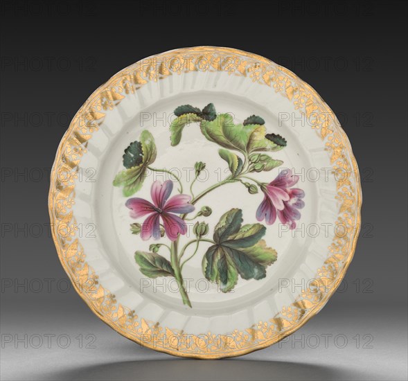 Plate from Dessert Service: Marsh Mallow, c. 1800. Creator: Derby (Crown Derby Period) (British).