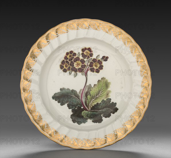 Plate from Dessert Service: Polyanthus, c. 1800. Creator: Derby (Crown Derby Period) (British).