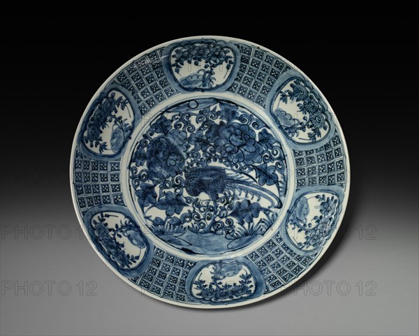 Plate with Phoenix and Peonies: Swatow Ware, late 1500s-early 1600s. Creator: Unknown.