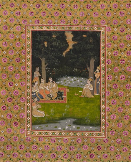 Princely ascetic in the forest visited by ladies, c. 1760. Creator: Unknown.