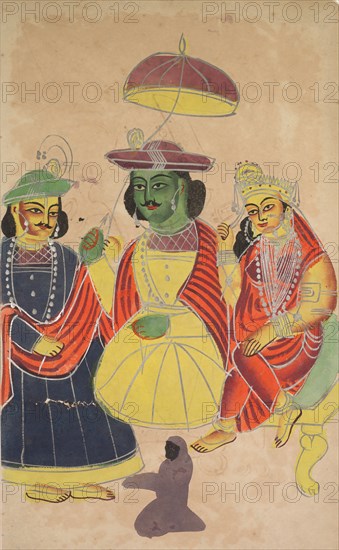 Rama and Sita Enthroned with Lakshmana and Hanuman Attending, 1800s. Creator: Unknown.