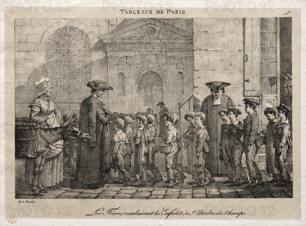 Scenes of Paris: The Brothers Conducting the Children to St. Nicholas of the Fields. Creator: Jean Henri Marlet (French, 1770-1847).