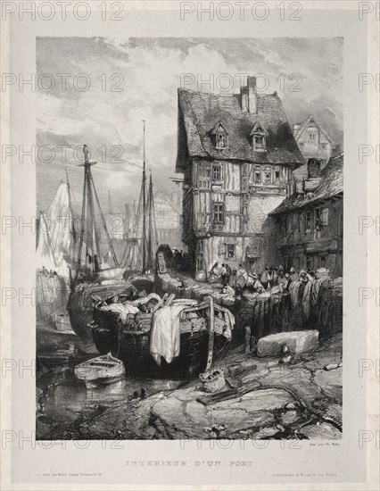 Six Marines: Intérieur dun port, 1833. Creator: Eugène Isabey (French, 1803-1886).