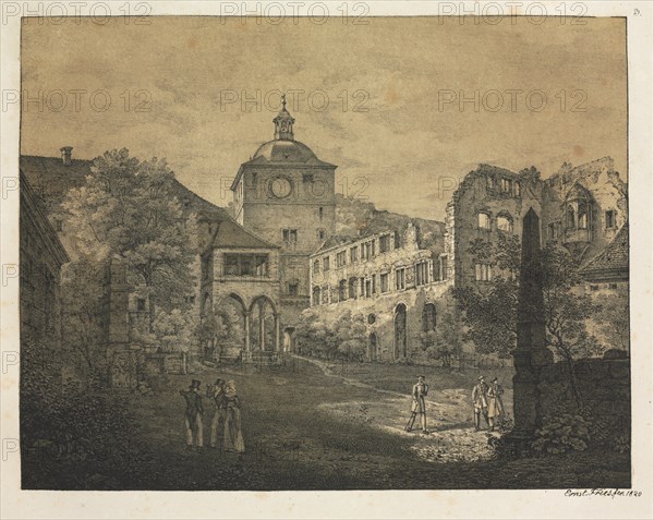 Six Views of Heidelberg Castle: Castle Terrace , 1820. Creator: Ernst Fries (German, 1801-1833); Mohr & Winter, Heidelberg.
