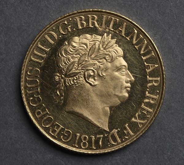 Sovereign (obverse), 1817. Creator: Benedetto Pistrucci (Italian, 1784-1855).