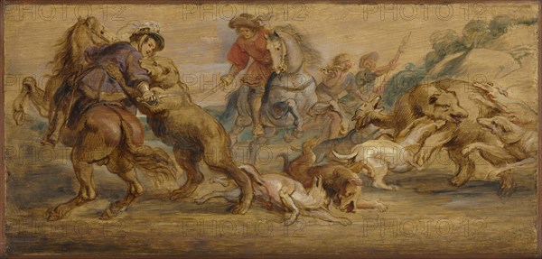 Study for "The Bear Hunt" (for the Alcázar, Madrid), c. 1639. Creator: Peter Paul Rubens (Flemish, 1577-1640).