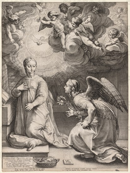 The Annunciation, 1594. Creator: Hendrick Goltzius (Dutch, 1558-1617).