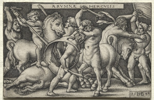 The Labors of Hercules: Hercules Defeating the Centaurs, 1542. Creator: Hans Sebald Beham (German, 1500-1550).