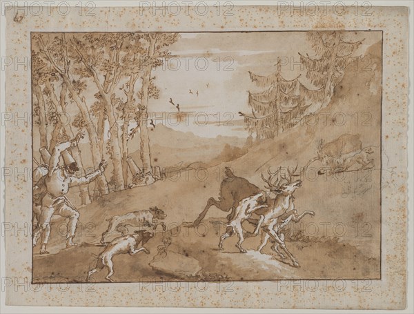 The Stag Hunt, 1790s. Creator: Giovanni Domenico Tiepolo (Italian, 1727-1804).