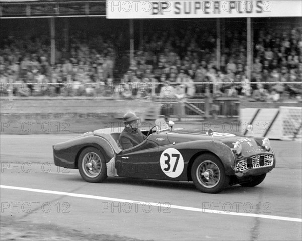 Triumph TR3A, R.J.E. Dangerfield. B.A.R.C. event at Goodwood 1959. Creator: Unknown.