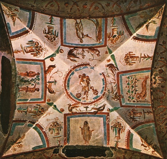 Ceiling in Chamber II of the Coemeterium Maius on the Via Nomentana, Rome, Italy, (1928). Creator: Unknown.