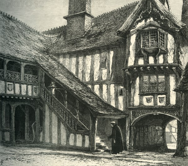 'Courtyard of Leicester's Hospital', c1870.