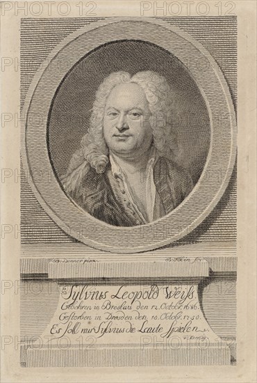 Portrait of Sylvius Leopold Weiss (1686-1750), 1750. Creator: Denner, Balthasar (1685-1749).