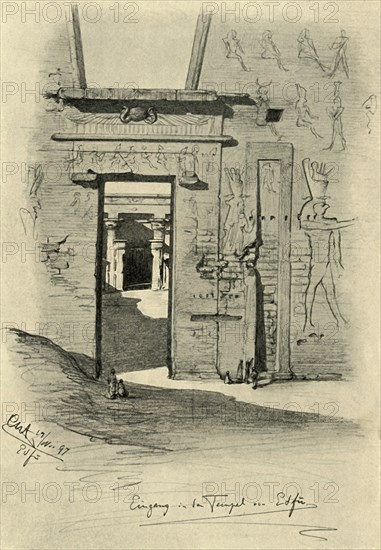 Entrance to the temple at Edfu, Egypt, 1898. Creator: Christian Wilhelm Allers.