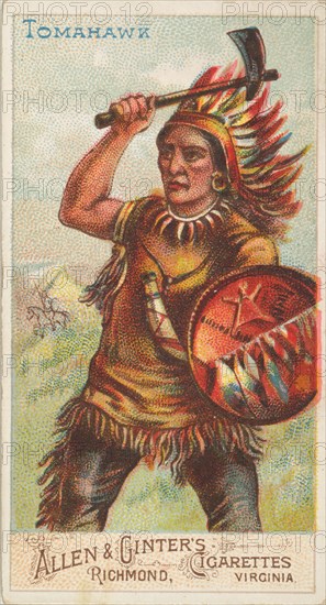 Tomahawk, from the Arms of All Nations series (N3) for Allen & Ginter Cigarettes Brands, 1887. Creator: Allen & Ginter.
