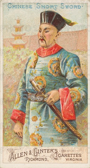 Chinese Short Sword, from the Arms of All Nations series (N3) for Allen & Ginter Cigarette..., 1887. Creator: Allen & Ginter.
