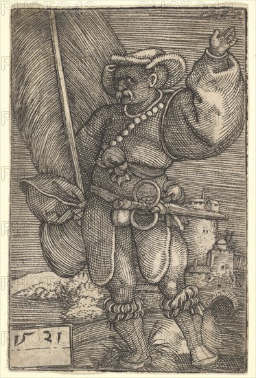 Standard Bearer with Raised Left Hand, early 16th century. Creator: Barthel Beham.