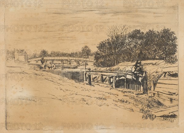 Whistler at Moulsey [Molesey Lock], [1861]. Creator: Edwin Edwards.