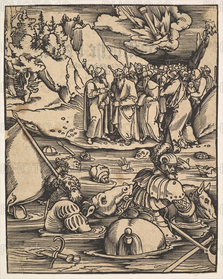 The Egyptians Crossing the Red Sea, from Das Buch Granatapfel, 1511. Creator: Hans Baldung.