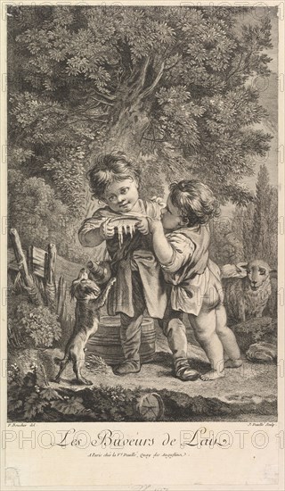 Drinking Milk, 18th century. Creator: Jean Daullé.