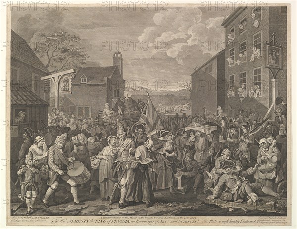 The March to Finchley-A Representation of the March of the Guards towards Scotla..., June 12, 1761. Creator: Luke Sullivan.