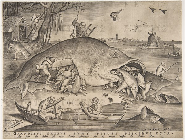 Big Fish Eat Little Fish, 1557. Creators: Pieter van der Heyden, Pieter Bruegel the Elder.