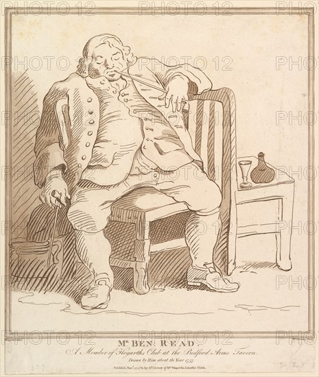 Mr. Ben: Read, A Member of Hogarth's Club at the Bedford Arms Tavern, Drawn b..., November 27, 1781. Creator: Richard Livesay.