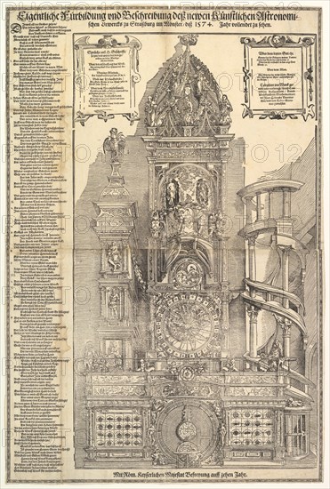 Astronomical Clock in the Cathedral in Strasbourg, 1574. Creator: Tobias Stimmer.