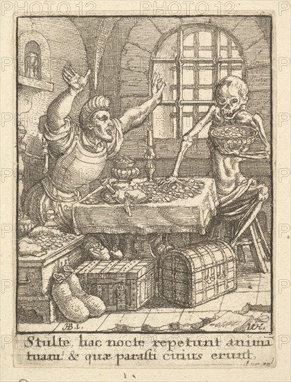 The Miser, from the Dance of Death, 1651. Creator: Wenceslaus Hollar.