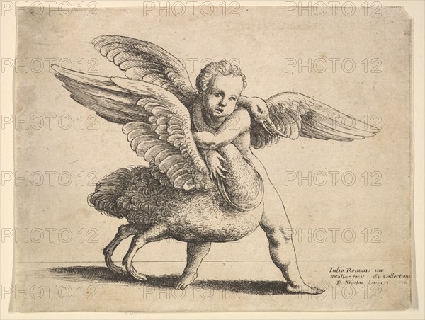 Cupid and the swan, 1652. Creator: Wenceslaus Hollar.