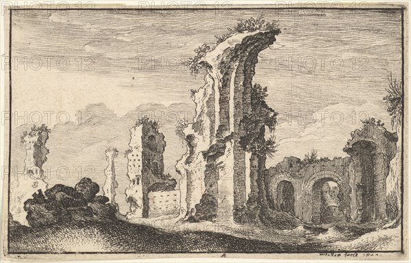 Ruins of St Croix de Jerusalem, 17th century. Creator: Wenceslaus Hollar.