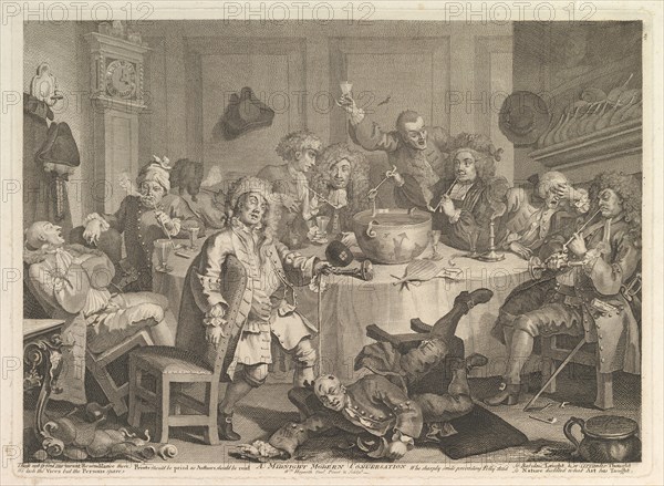 A Midnight Modern Conversation, March, 1732. Creator: William Hogarth.