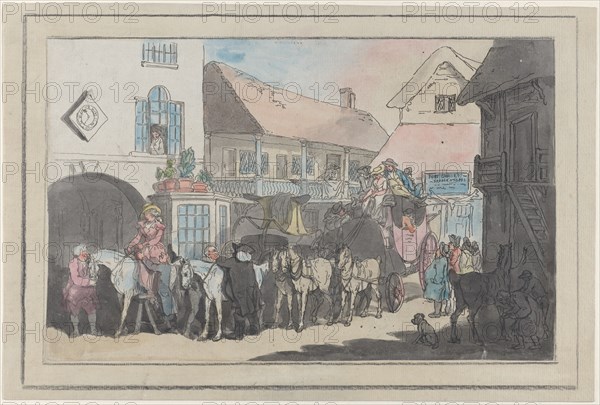 Stage Coach and Riders in the Yard of an Inn