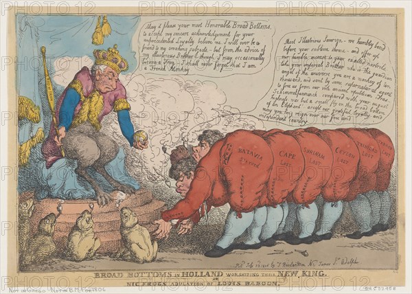 Broad Bottoms in Holland Worshiping Their New King, July 23, 1806.