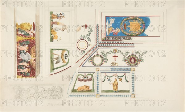 Ceiling, Cove, and Wall Decorations of the "Giulio Romano" Room, Villa Madama, 1824.